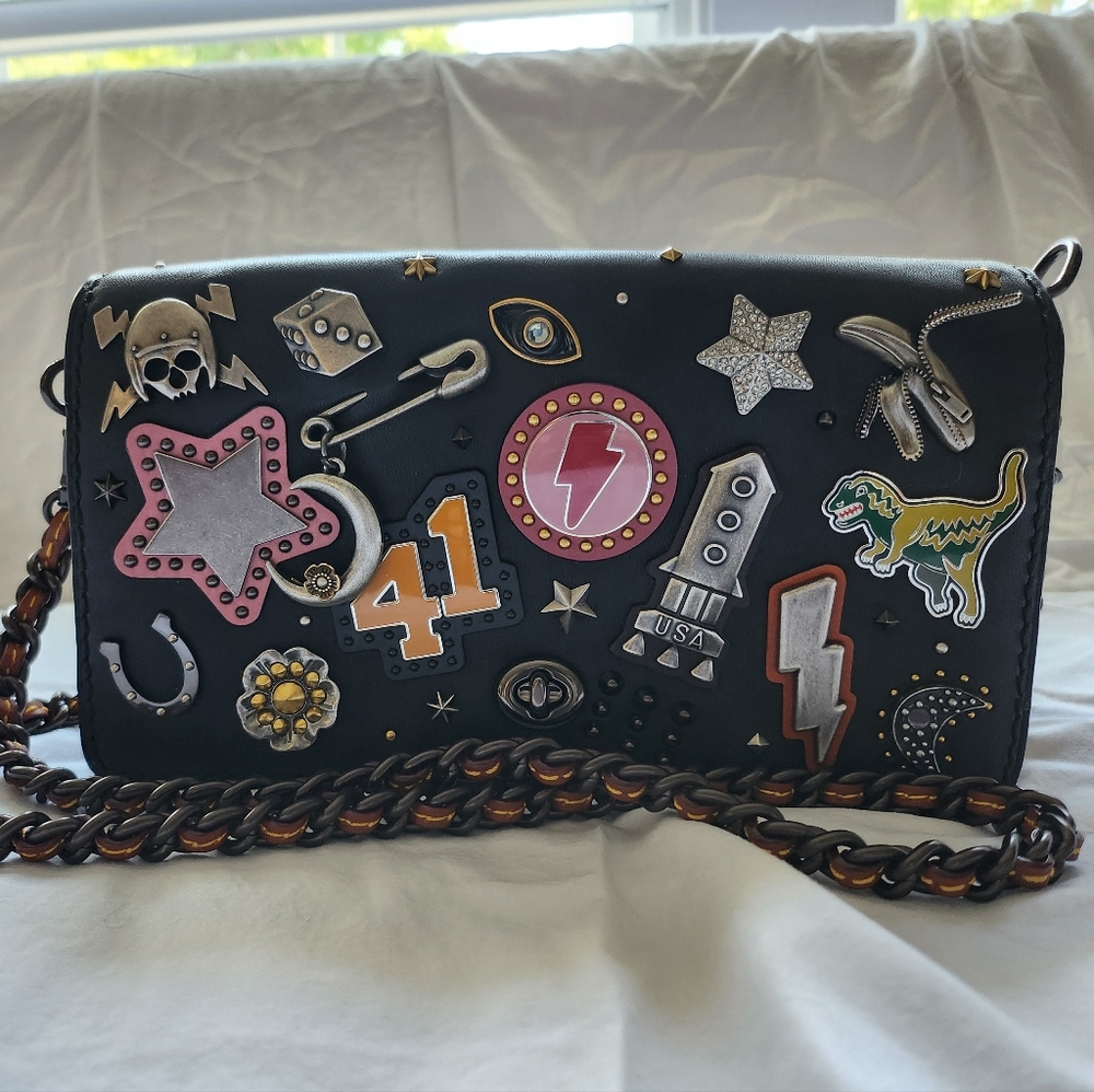 Coach Dinky with Signature Canvas and Souvenir Pins